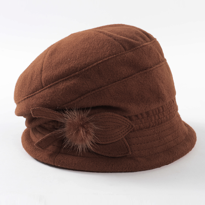 Autumn and winter female fashion hat short brim dome cap hair balls fashion cap gm265