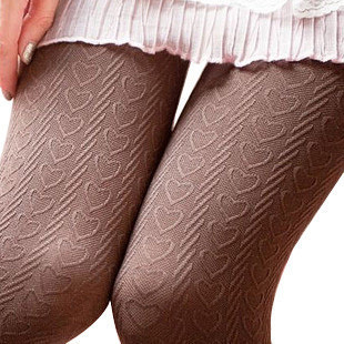 Autumn and winter female velvet vertical stripes stripe twisted heart love pantyhose socks mattoon socks