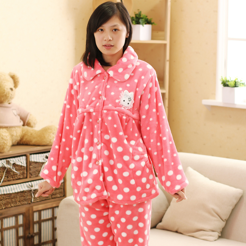 Autumn and winter flannel nursing loading sleepwear maternity clothing cardigan thermal women clothing sh6088 68