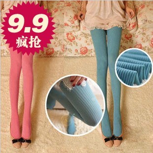 Autumn and winter gentlewomen vertical stripe candy color pantyhose legging pants stockings