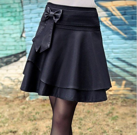 autumn and winter genuine leather skirt women's bust skirt short skirt//free shipping