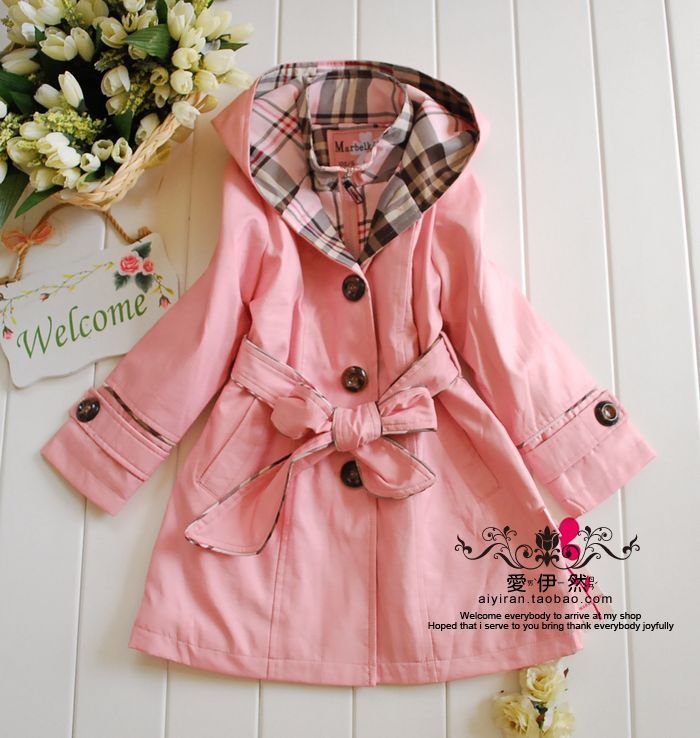 Autumn and winter girls clothing plaid thickening cotton-padded overcoat trench 6657