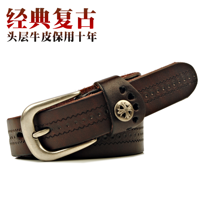 Autumn and winter handmade vintage strap Women genuine leather belt female all-match fashion first layer of cowhide