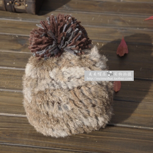 Autumn and winter hat big yarn ball rabbit fur hat women's autumn and winter fashion cap fashion thermal knitted hat