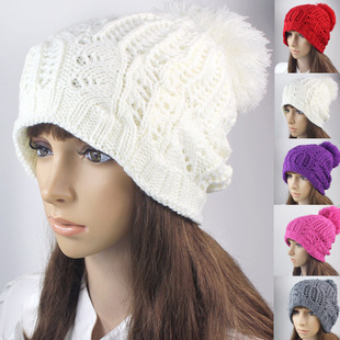 Autumn and winter hat candy color knitted hat cap women's knitted hat outdoor thermal knitted hat