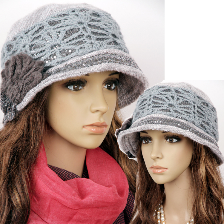 Autumn and winter hat female wool warm sun-shading knitted hat knitted hat ear bucket hat
