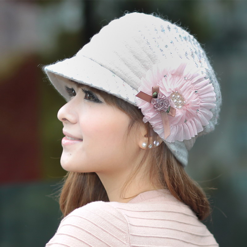 Autumn and winter hat stripe flower women's fashion hat gm177