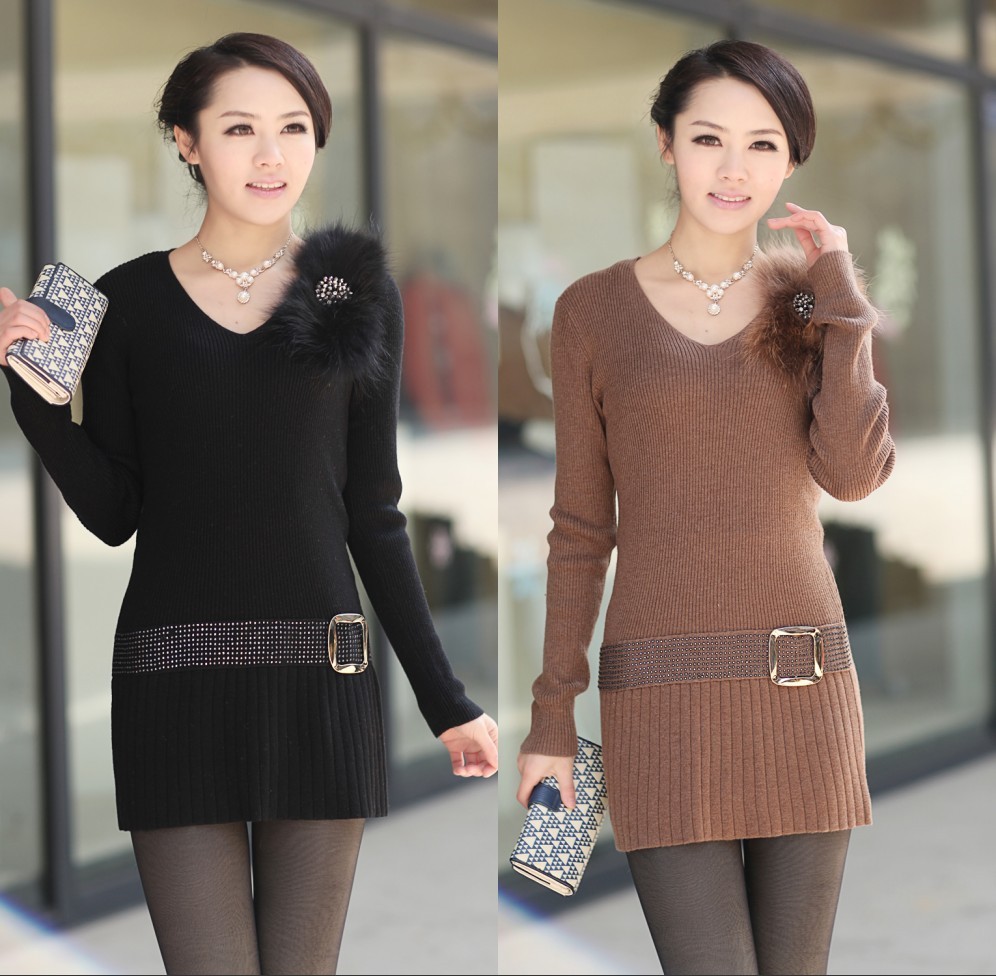 Autumn and winter HENG YUAN XIANG women's cashmere sweater women's medium-long cashmere sweater o-neck sweater