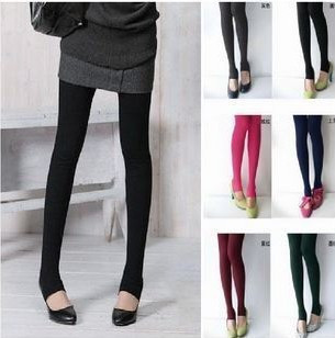 Autumn and winter hot-selling candy color thickening within the brushed step socks legging springboard socks