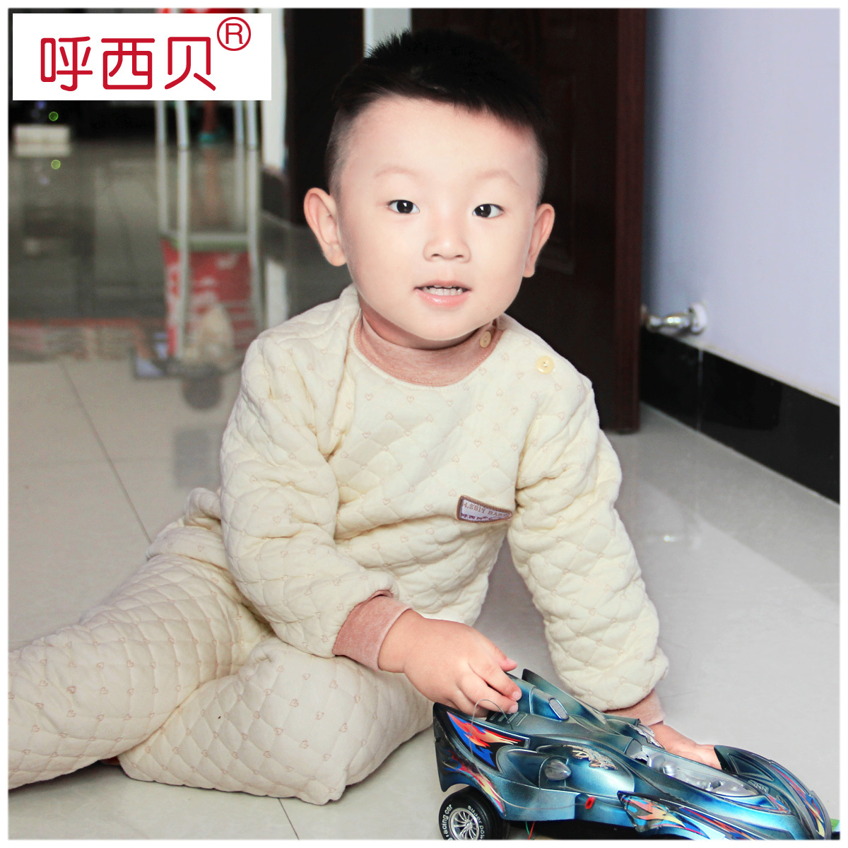 Autumn and winter infant thickening thermal twinset underwear baby o-neck sweater set