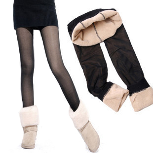 Autumn and winter jacquard meat stockings pantyhose thickening plus velvet double layer thermal ankle length trousers female