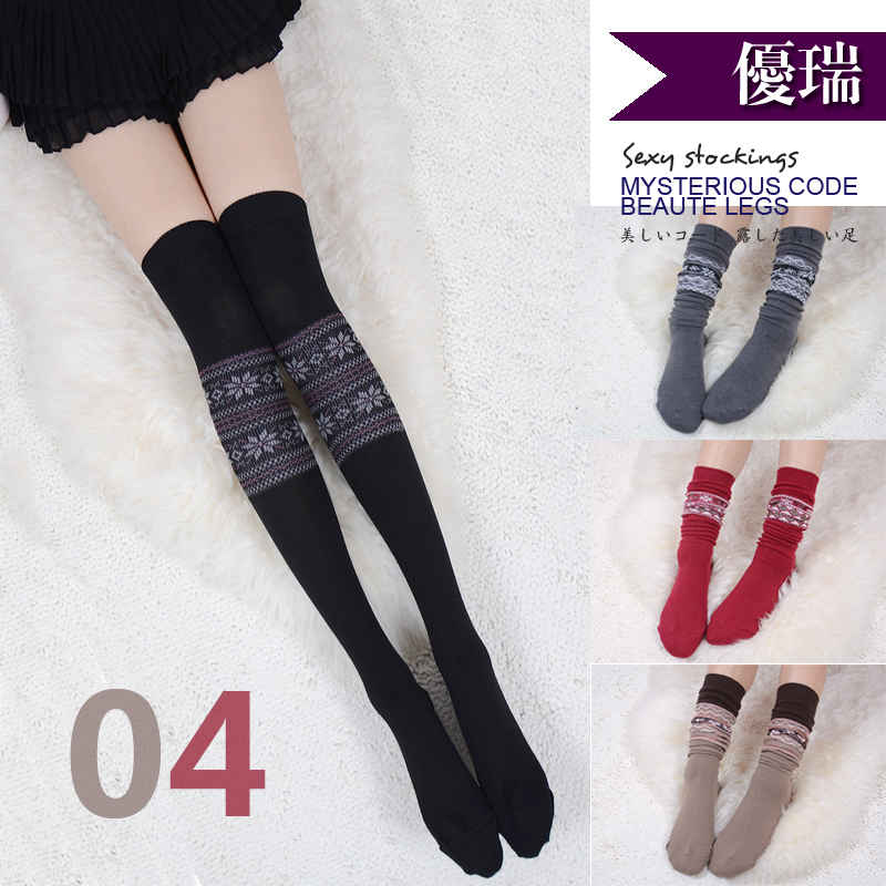 Autumn and winter knee socks stockings over-the-knee socks soft cotton national trend
