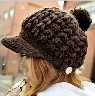 Autumn and winter knitted hat short brim cap knitted hat ball cap knitting wool cap warm hat