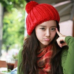 Autumn and winter knitted thermal ball watermelon cap