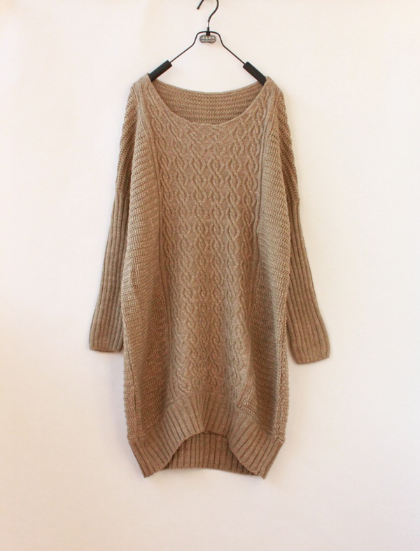 Autumn and winter large sweater twisted loose long design female long-sleeve sweater