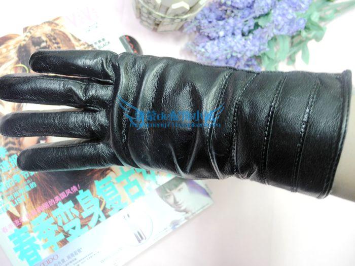 Autumn and winter leather gloves women fashion genuine leather gloves repair thermal fleece lined