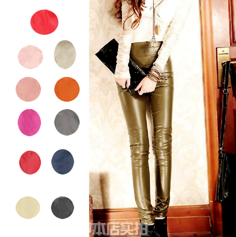 Autumn and winter legging 2012 plus velvet thickening PU faux leather pants pencil pants female trousers genuine leather