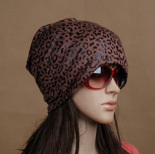 Autumn and winter leopard print turban hat female winter month of cap warm hat