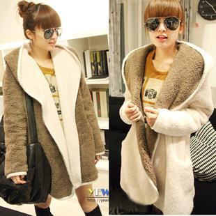 Autumn and winter loose plus size maternity outerwear with a hood cardigan reversible maternity wadded jacket