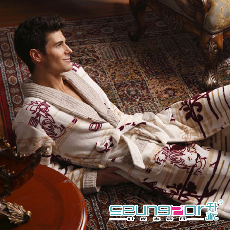 Autumn and winter male quality thickening coral fleece sleepwear robe lounge 6930