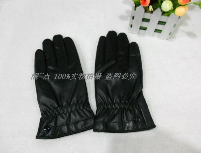 Autumn and winter male women's thin leather gloves thermal gloves leather gloves finger gloves