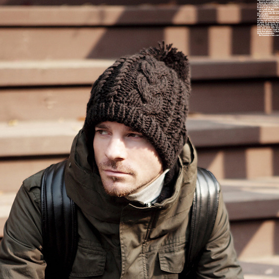 Autumn and winter male women's winter knitted handmade sheep knitted hat brown