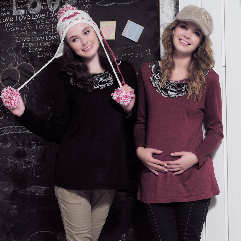 Autumn and winter maternity clothing cascading petals all-match basic shirt maternity top