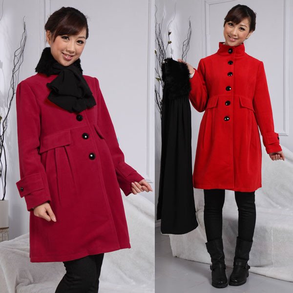 Autumn and winter maternity clothing elegant rabbit fur wool coat maternity outerwear single breasted down coat wadded jacket