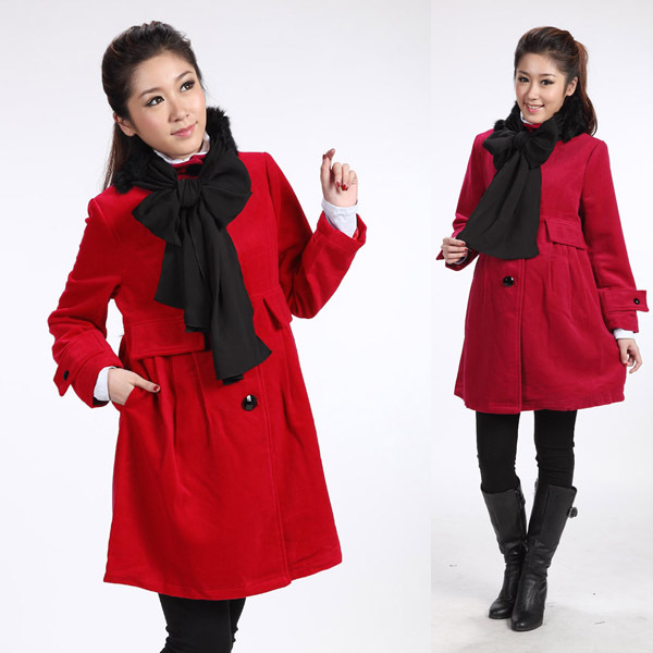 Autumn and winter maternity clothing elegant rabbit fur wool thick wool coat maternity outerwear double collar down coat wadded