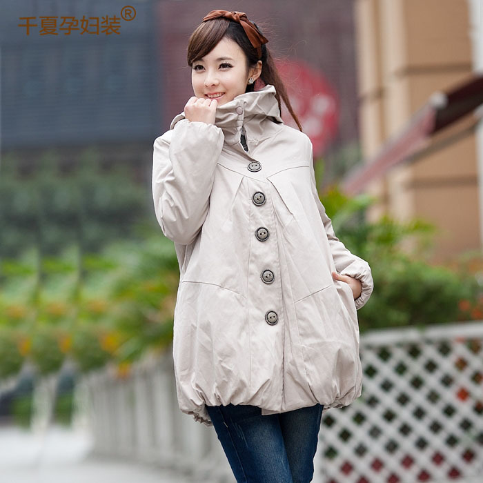 Autumn and winter maternity clothing fashion clothes long-sleeve outerwear loose wadded jacket thickening cloak trench