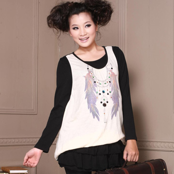 Autumn and winter maternity clothing faux two piece maternity top