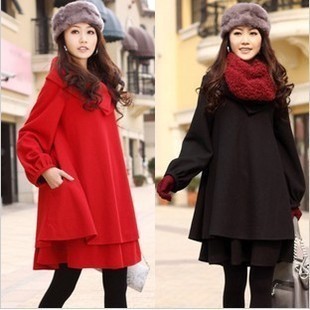 Autumn and winter maternity clothing/ large lapel loose cloak maternity overcoat /woolen maternity outerwear maternity one-piece