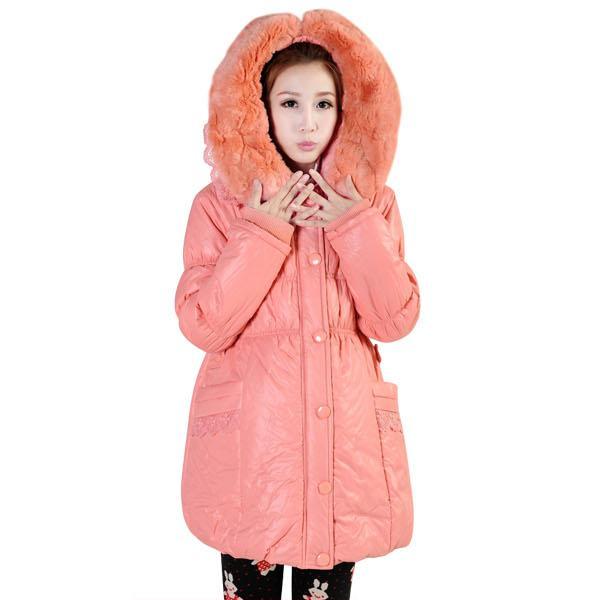 Autumn and winter maternity clothing maternity wadded jacket outerwear fur collar with a hood thickening thermal maternity