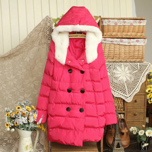 Autumn and winter maternity clothing medium-long slim with a hood double breasted maternity wadded jacket maternity outerwear