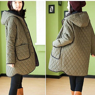 Autumn and winter maternity clothing new arrival with a hood maternity wadded jacket maternity plaid outerwear maternity
