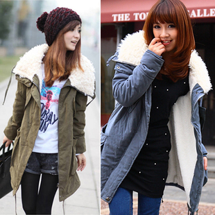 Autumn and winter maternity clothing solid color turn-down collar thickening overcoat outerwear olive wadded jacket