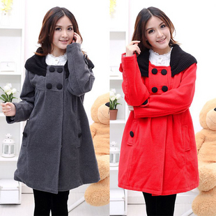 Autumn and winter maternity clothing thickening thermal maternity wadded jacket maternity outerwear maternity wool coat