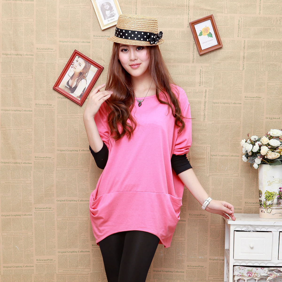 Autumn and winter maternity clothing top fashion loose maternity T-shirt batwing shirt