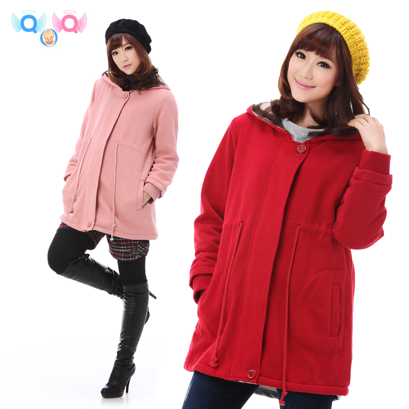 Autumn and winter maternity overcoat outerwear winter maternity clothing wadded jacket thickening top plus size trench