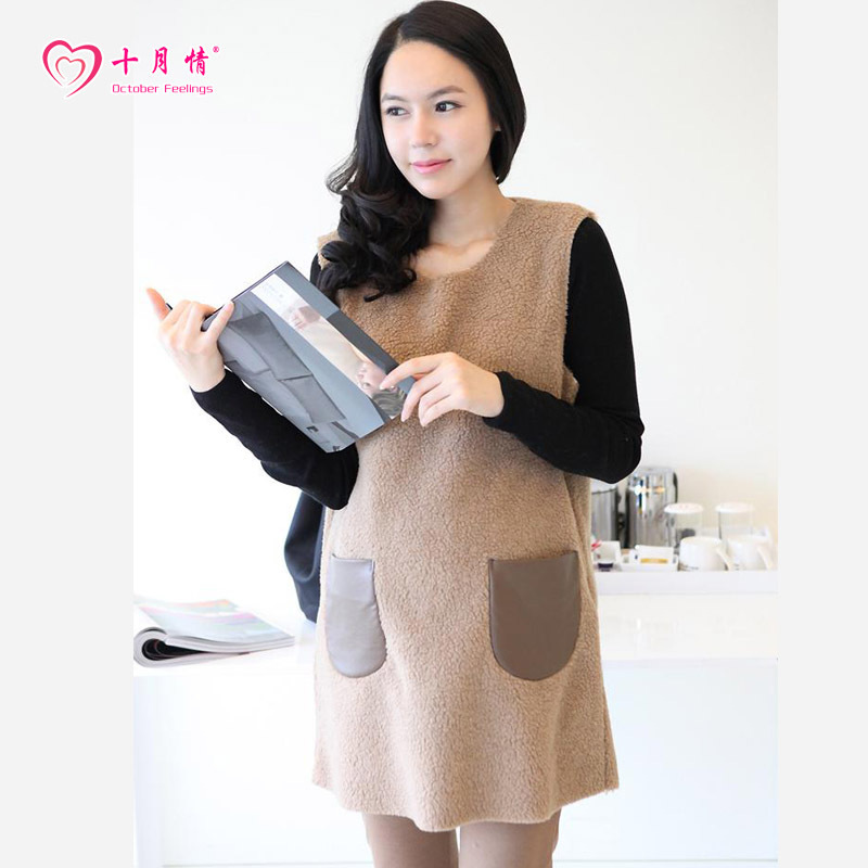 Autumn and winter maternity sweater vest leather pocket autumn maternity top y51