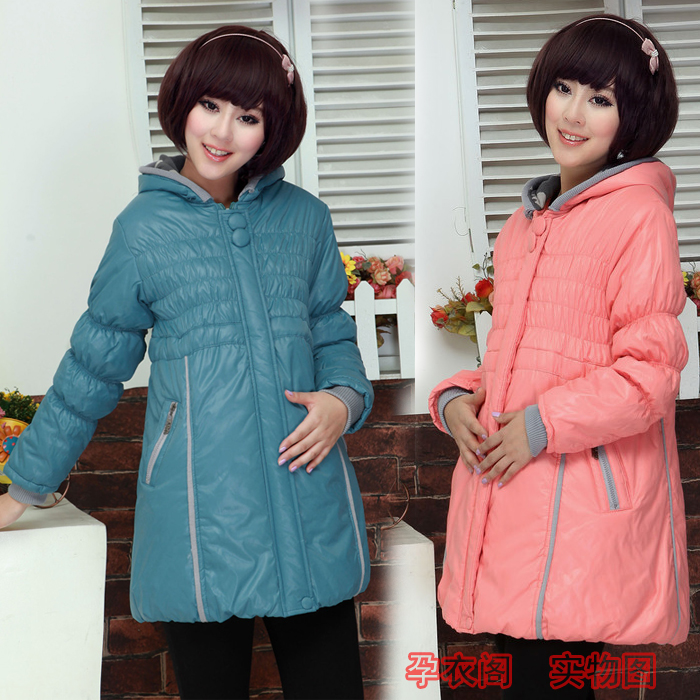 Autumn and winter maternity  wadded jacket winter thickening thermal maternity outerwear hooded maternity plus size