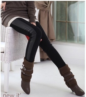 Autumn and winter matt thickening plus velvet faux leather pants female slim faux leather plus size ultra elastic legging