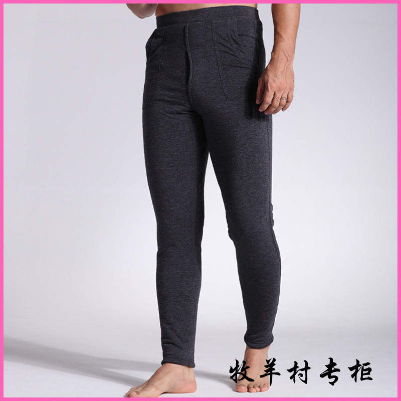 Autumn and winter men's quinquagenarian trousers cashmere pants male wool pants long johns thickening warm pants