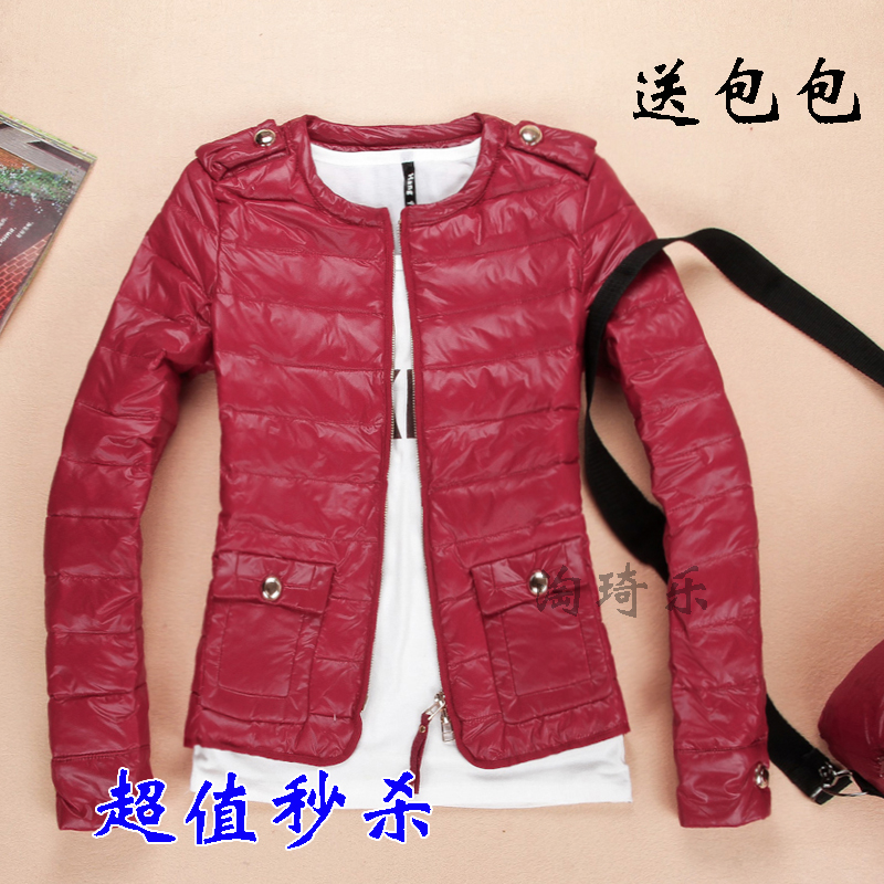 Autumn and winter motorcycle slim female short design thin down coat outerwear