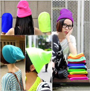 Autumn and winter neon color line cap  hip-hop knitted hat