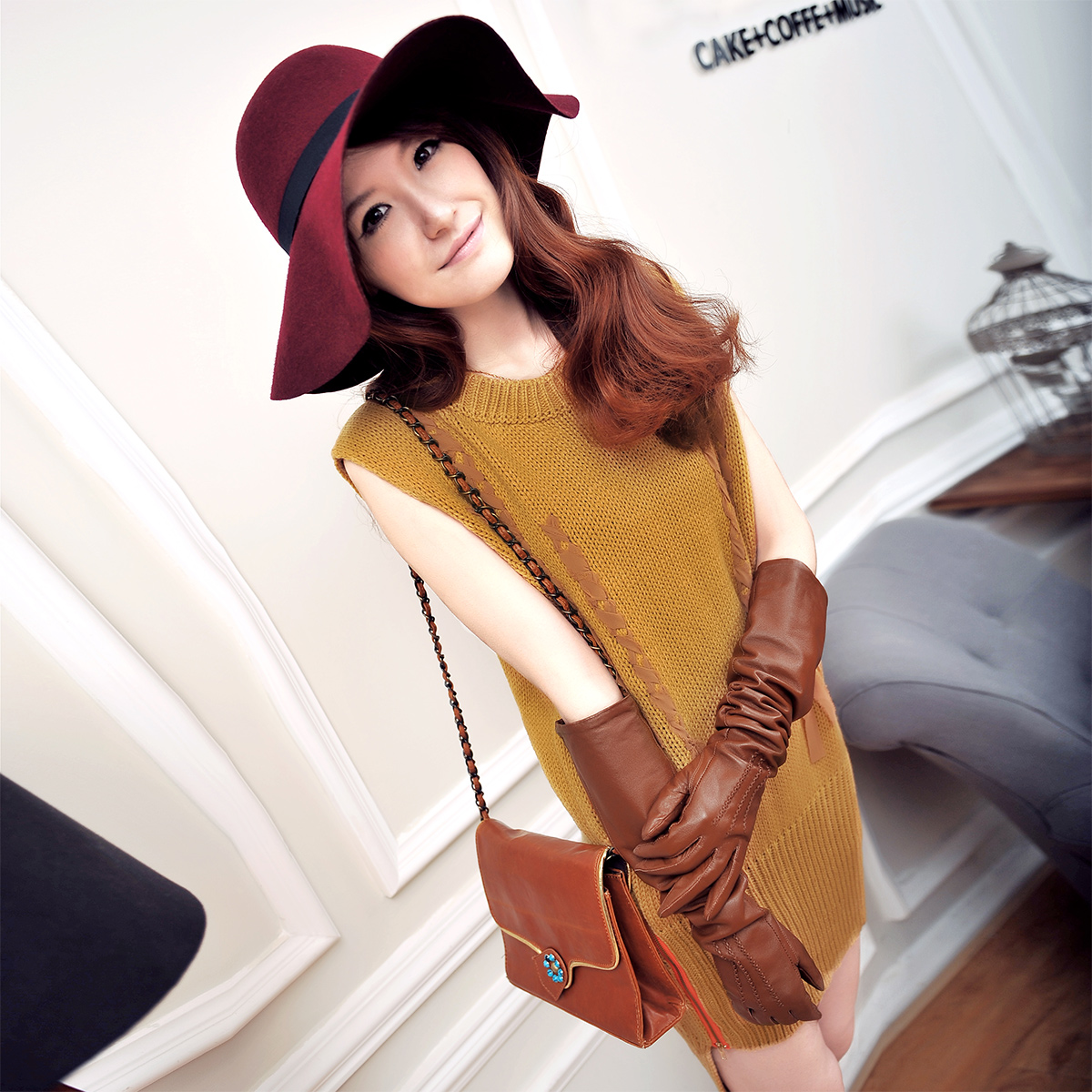 Autumn and winter new arrival basic fashion formal wool sweater female knitted yellow sweep length sleeve vintage