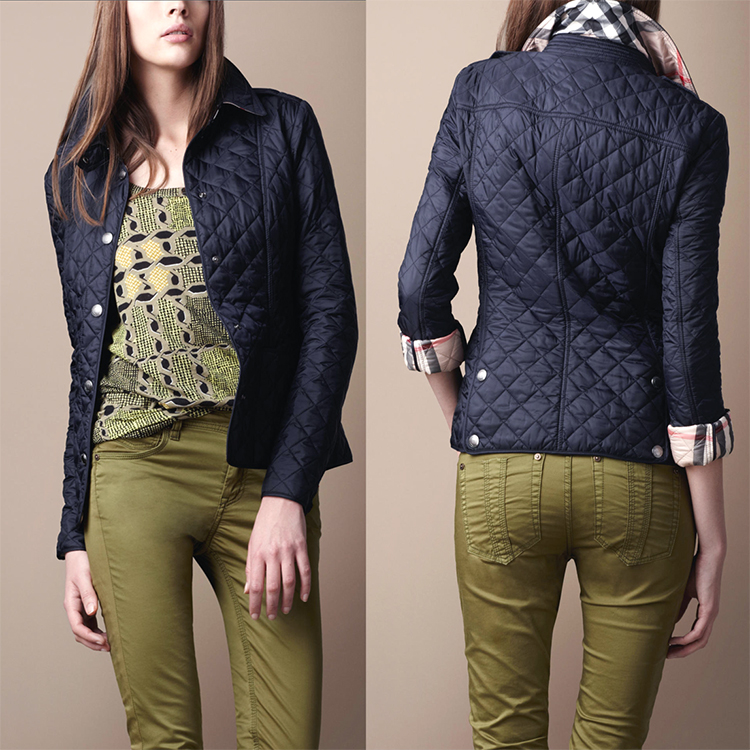 Autumn and winter new arrival fashion b women's plaid quilting epaulette wadded jacket female cotton-padded jacket outerwear