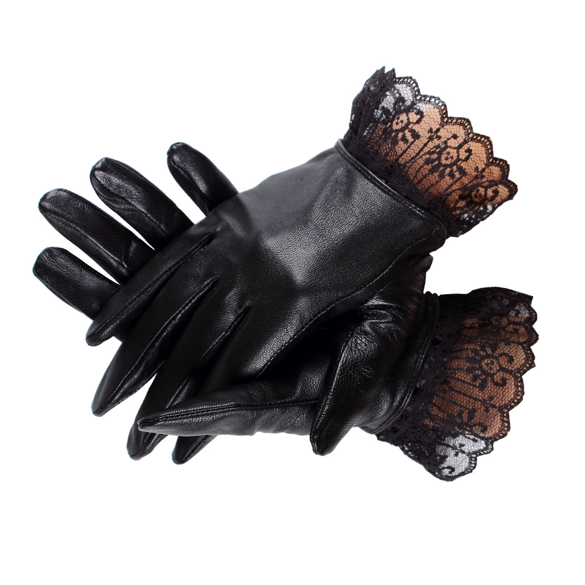 Autumn and winter new arrival women's fashion accessories lace thermal sheepskin genuine leather gloves
