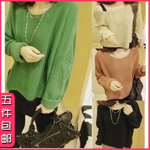Autumn and winter o-neck loose long-sleeve pullover sweater basic shirt sweater outerwear