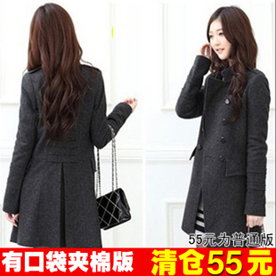 Autumn and winter outerwear stand collar wool coat medium-long trench double breasted outerwear Women